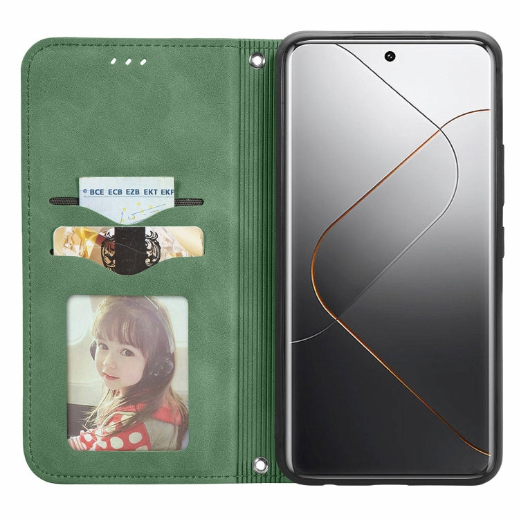For Xiaomi 14 Pro Retro Skin Feel Magnetic Flip Leather Phone Case(Green) - Xiaomi 14 Pro Cases by buy2fix | Online Shopping UK | buy2fix
