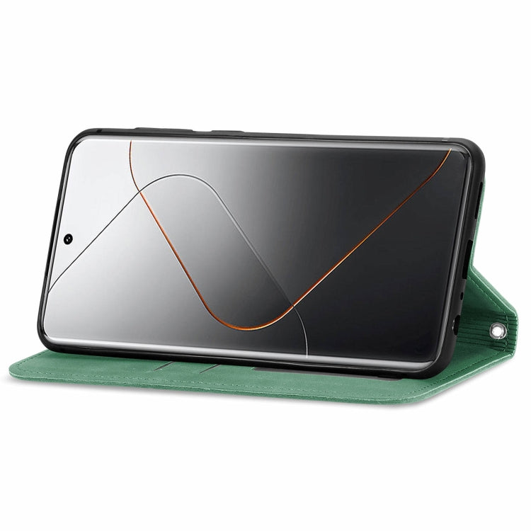 For Xiaomi 14 Pro Retro Skin Feel Magnetic Flip Leather Phone Case(Green) - Xiaomi 14 Pro Cases by buy2fix | Online Shopping UK | buy2fix