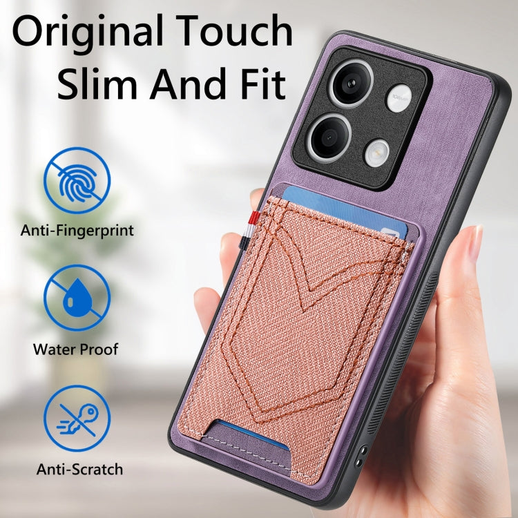 For Xiaomi Redmi Note 13 Denim Texture Leather Skin Phone Case with Card Slot(Purple) - Xiaomi Cases by buy2fix | Online Shopping UK | buy2fix