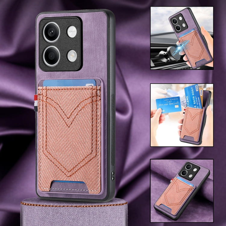 For Xiaomi Redmi Note 13 Denim Texture Leather Skin Phone Case with Card Slot(Purple) - Xiaomi Cases by buy2fix | Online Shopping UK | buy2fix