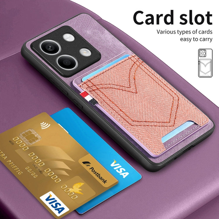 For Xiaomi Redmi Note 13 Denim Texture Leather Skin Phone Case with Card Slot(Purple) - Xiaomi Cases by buy2fix | Online Shopping UK | buy2fix