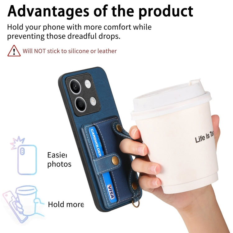 For Xiaomi Redmi Note 13 Retro Cross Wristband Wallet Leather Back Phone Case(Blue) - Xiaomi Cases by buy2fix | Online Shopping UK | buy2fix