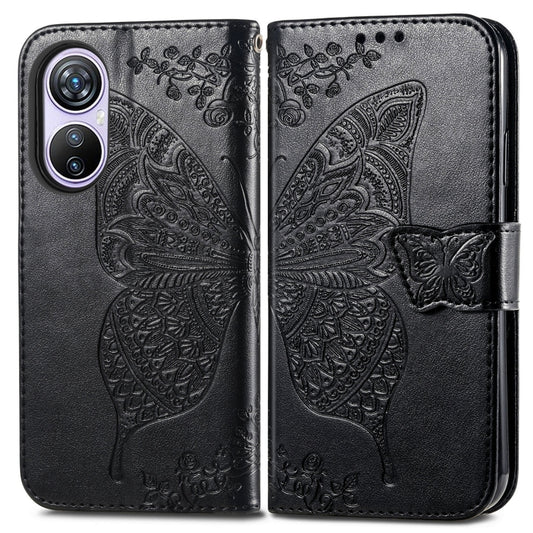 For Blackview A200 Pro Butterfly Love Flower Embossed Leather Phone Case(Black) by buy2fix