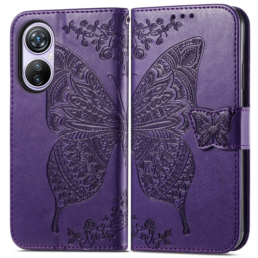 For Blackview A200 Pro Butterfly Love Flower Embossed Leather Phone Case(Purple) by buy2fix