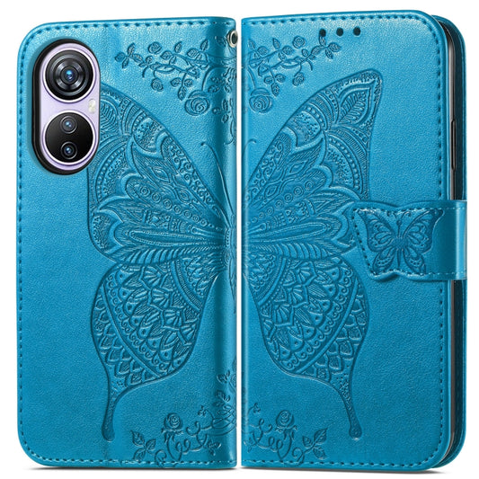For Blackview A200 Pro Butterfly Love Flower Embossed Leather Phone Case(Blue) by buy2fix