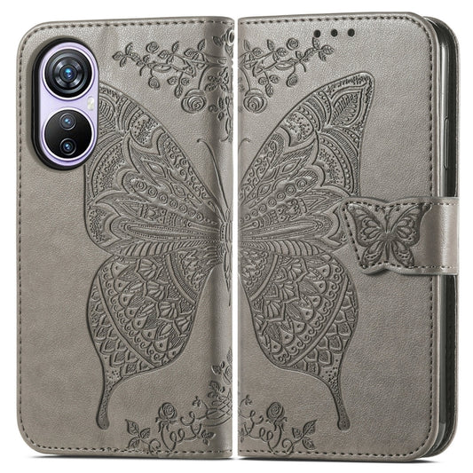 For Blackview A200 Pro Butterfly Love Flower Embossed Leather Phone Case(Gray) by buy2fix