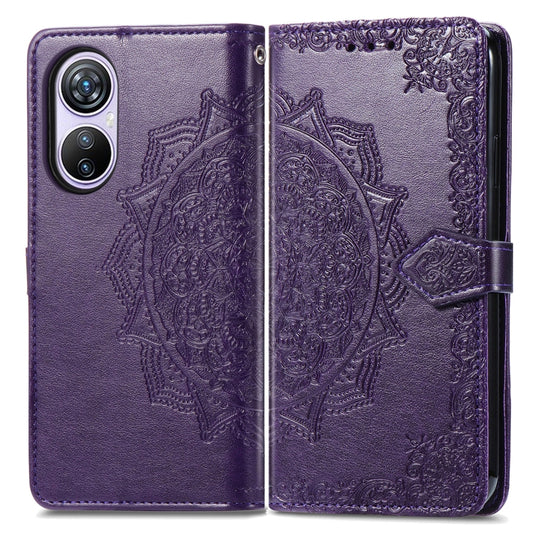 For Blackview A200 Pro Mandala Flower Embossed Leather Phone Case(Purple) by buy2fix