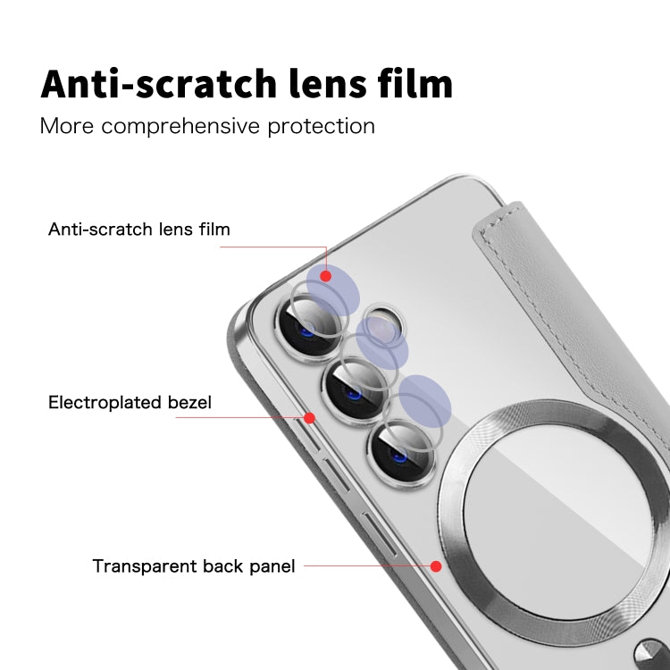 For Samsung Galaxy S25 5G Shield MagSafe RFID Anti-theft Leather Phone Case(Grey) by buy2fix