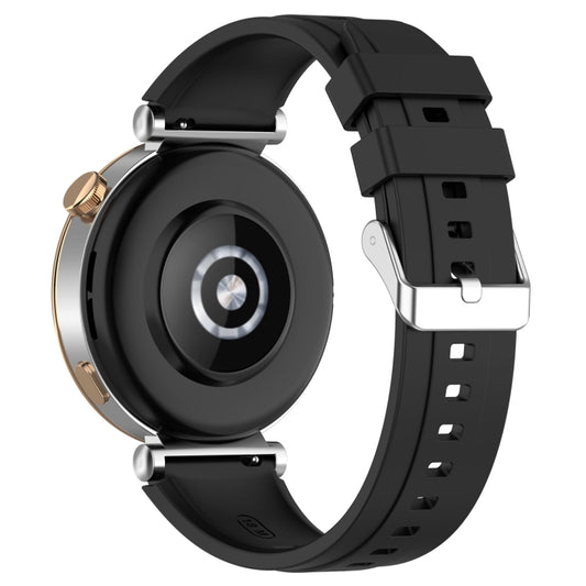 For Huawei Watch GT4 41mm Official Steps Style Silver Buckle Silicone Watch Band(Black) by buy2fix