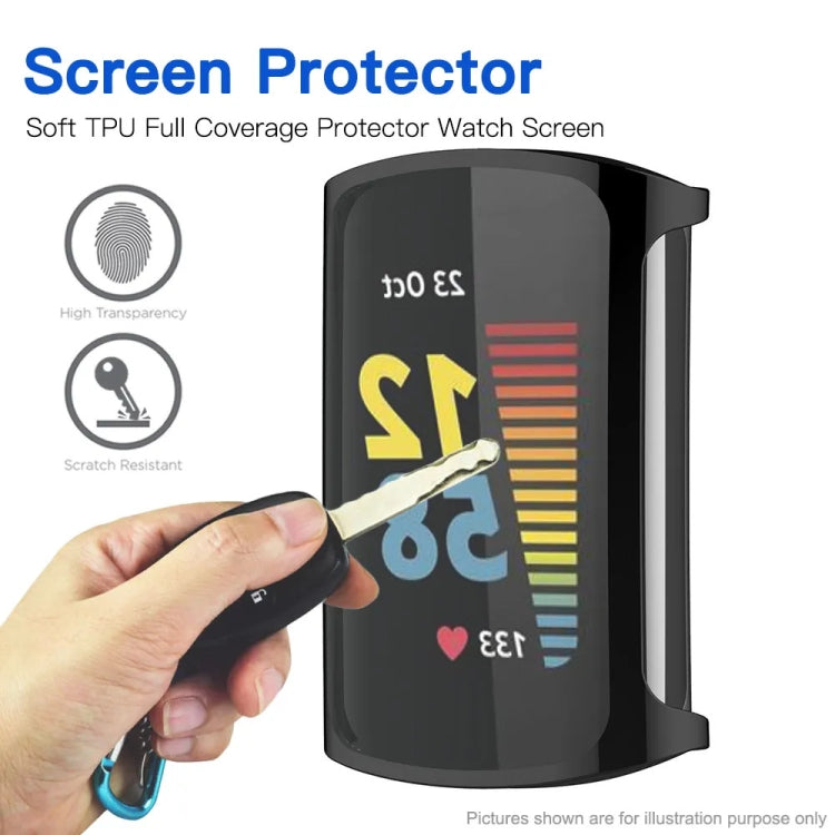 For Fitbit Charge 6 / 5 TPU Shell + Film Integrated Watch Protective Case(Black) - Watch Cases by buy2fix | Online Shopping UK | buy2fix