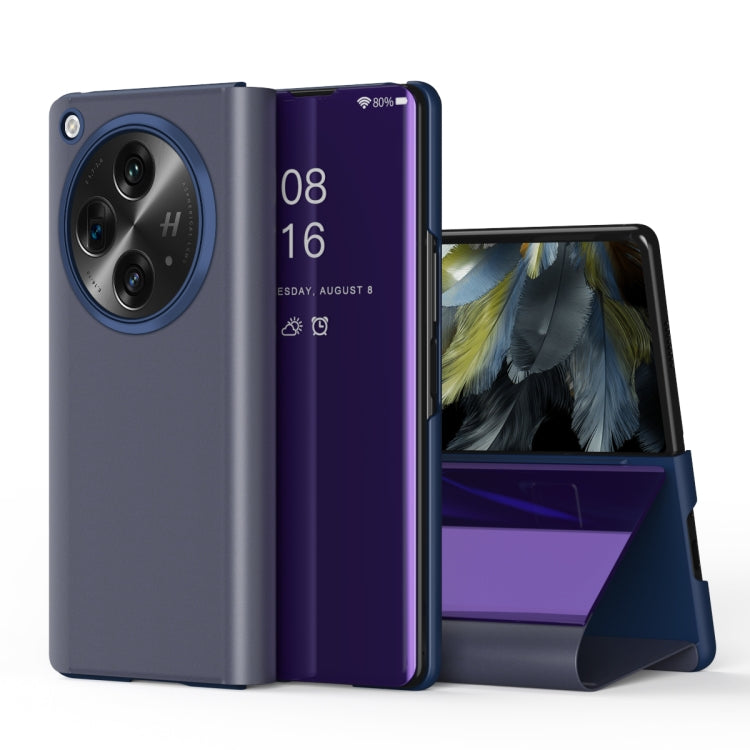 For OPPO Find N3 Plated Mirror Horizontal Flip Leather Phone Case with Holder(Purple) - OPPO Cases by buy2fix | Online Shopping UK | buy2fix