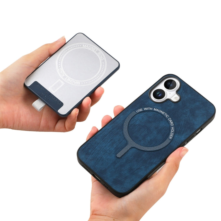 For iPhone 16 Retro Splitable Magnetic Card Bag Leather Phone Case(Blue) - iPhone 16 Cases by buy2fix | Online Shopping UK | buy2fix