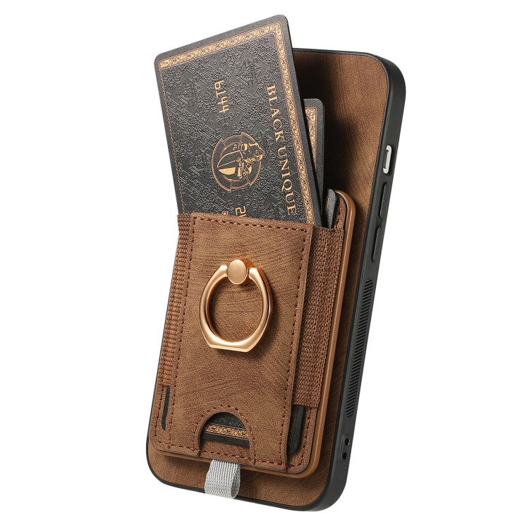 For iPhone 16 Retro Splitable Magnetic Card Bag Leather Phone Case(Brown) - iPhone 16 Cases by buy2fix | Online Shopping UK | buy2fix