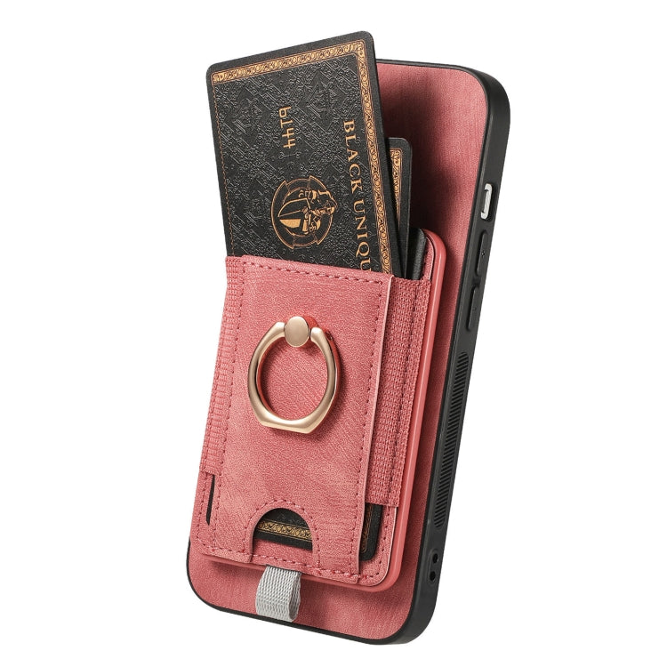 For iPhone 16 Retro Splitable Magnetic Card Bag Leather Phone Case(Pink) - iPhone 16 Cases by buy2fix | Online Shopping UK | buy2fix