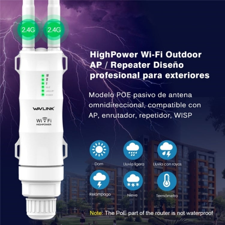 WAVLINK WN570HN2 With PoE Powered WAN/ AP / Repeater Mode 300Mbps Outdoor Router, Plug:AU Plug by WAVLINK