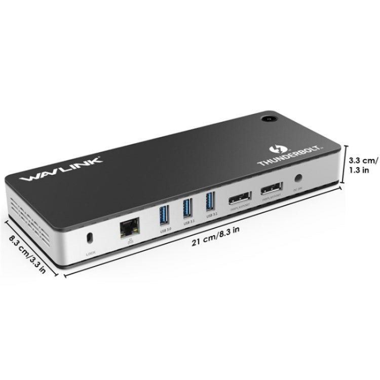 WAVLINK UTD21H 11 in 1 4K Dual DisplayPort Hub Converter Thunderbolt 3 Docking Station, Plug:UK Plug by WAVLINK