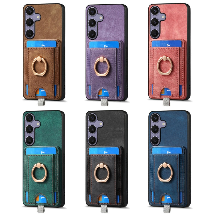 For Samsung Galaxy S25 Ultra 5G Retro Splitable Magnetic Card Bag Leather Phone Case(Blue) by buy2fix