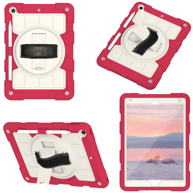For iPad 10.2 2021 / 2020 / 2019 Silicone Hybrid PC Shockproof Tablet Case with Shoulder Strap(Feifan Magenta) - iPad 10.2 Cases by buy2fix | Online Shopping UK | buy2fix
