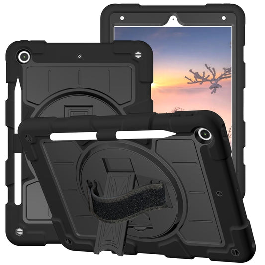 For iPad 10.2 2021 / 2020 / 2019 Silicone Hybrid PC Shockproof Tablet Case with Shoulder Strap(Black) - iPad 10.2 Cases by buy2fix | Online Shopping UK | buy2fix