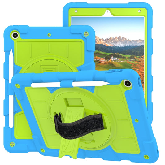 For iPad 10.2 2021 / 2020 / 2019 Silicone Hybrid PC Shockproof Tablet Case with Shoulder Strap(Bluish-Green) - iPad 10.2 Cases by buy2fix | Online Shopping UK | buy2fix