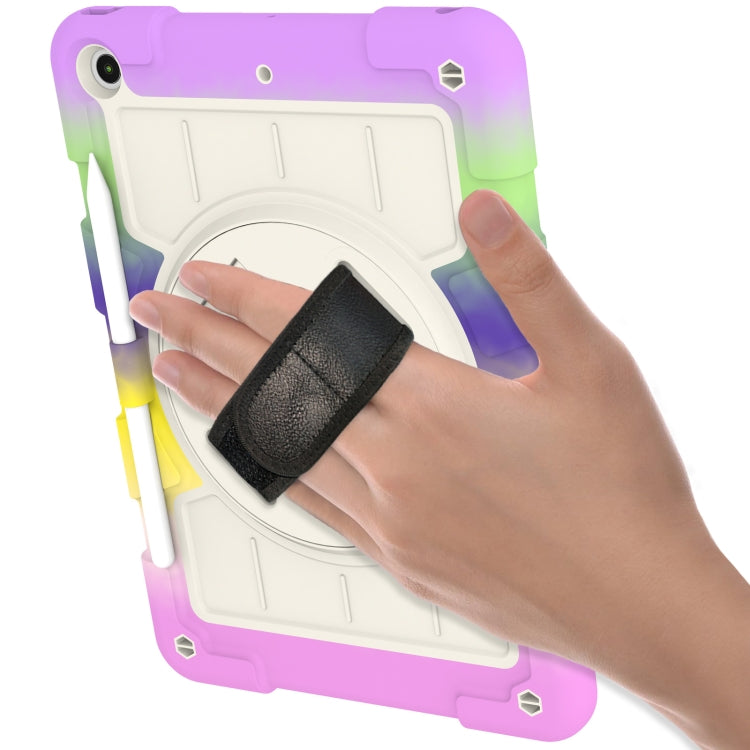 For iPad 10.2 2021 / 2020 / 2019 Silicone Hybrid PC Shockproof Tablet Case with Shoulder Strap(Colorful Purple) - iPad 10.2 Cases by buy2fix | Online Shopping UK | buy2fix