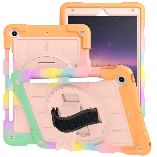 For iPad 10.2 2021 / 2020 / 2019 Silicone Hybrid PC Shockproof Tablet Case with Shoulder Strap(Colorful Gold) - iPad 10.2 Cases by buy2fix | Online Shopping UK | buy2fix