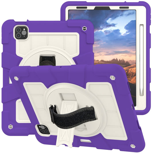 For iPad Air 2020 / 2022 10.9 Silicone Hybrid PC Shockproof Tablet Case with Shoulder Strap(Catharanthus Roseus) - iPad Air (2022) / (2020) 10.9 Cases by buy2fix | Online Shopping UK | buy2fix