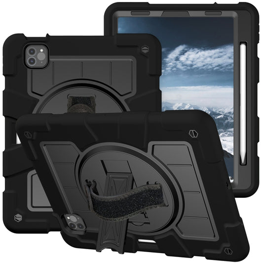 For iPad Air 2020 / 2022 10.9 Silicone Hybrid PC Shockproof Tablet Case with Shoulder Strap(Black) - iPad Air (2022) / (2020) 10.9 Cases by buy2fix | Online Shopping UK | buy2fix
