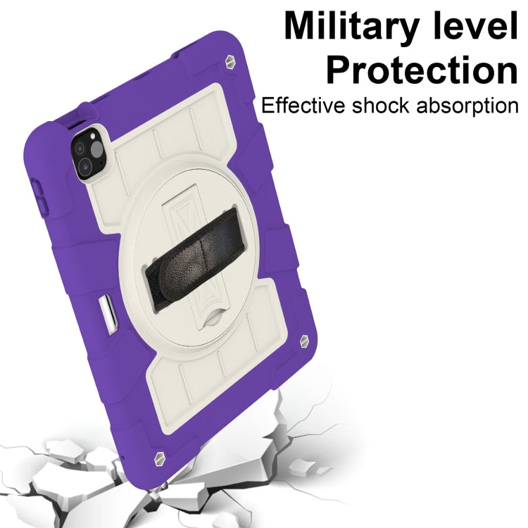 For iPad Air 11 2025 / 2024 Silicone Hybrid PC Shockproof Tablet Case with Shoulder Strap(Catharanthus Roseus) - iPad Air 11 2025 / 2024 Cases by buy2fix | Online Shopping UK | buy2fix