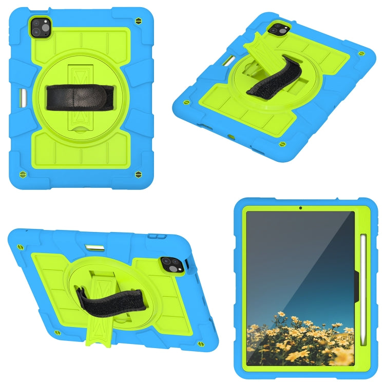 For iPad Air 11 2025 / 2024 Silicone Hybrid PC Shockproof Tablet Case with Shoulder Strap(Bluish-Green) - iPad Air 11 2025 / 2024 Cases by buy2fix | Online Shopping UK | buy2fix