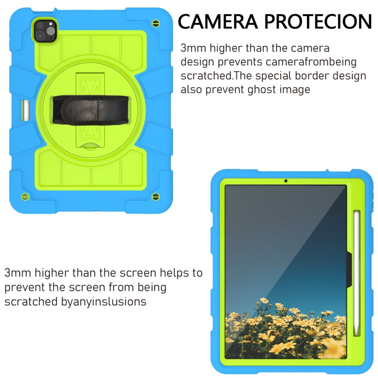 For iPad Air 11 2025 / 2024 Silicone Hybrid PC Shockproof Tablet Case with Shoulder Strap(Bluish-Green) - iPad Air 11 2025 / 2024 Cases by buy2fix | Online Shopping UK | buy2fix