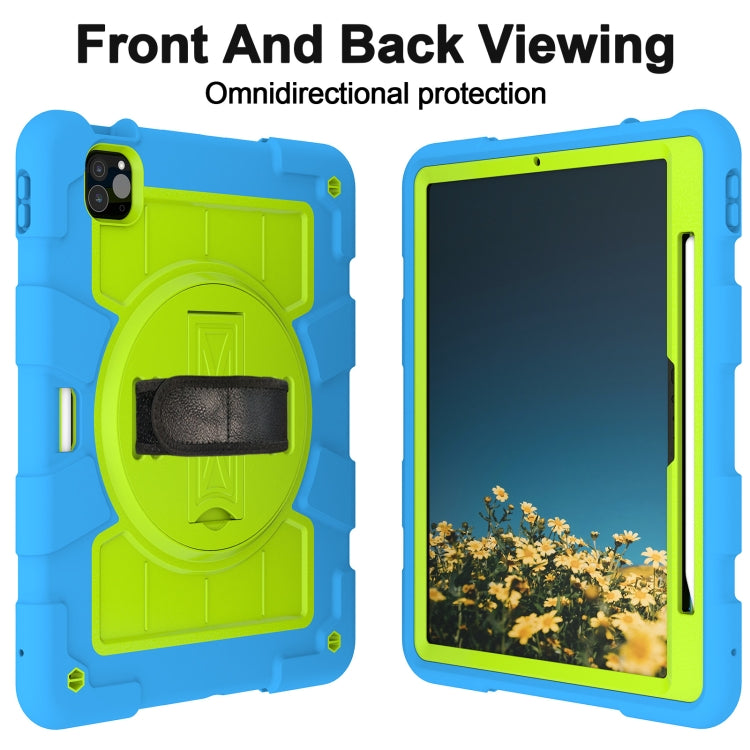 For iPad Air 11 2025 / 2024 Silicone Hybrid PC Shockproof Tablet Case with Shoulder Strap(Bluish-Green) - iPad Air 11 2025 / 2024 Cases by buy2fix | Online Shopping UK | buy2fix