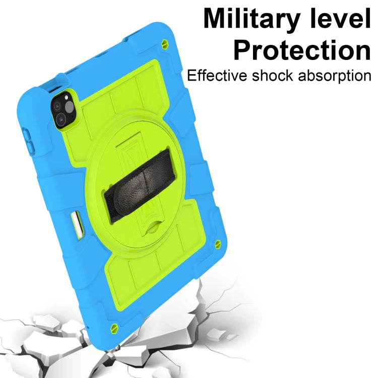 For iPad Air 11 2025 / 2024 Silicone Hybrid PC Shockproof Tablet Case with Shoulder Strap(Bluish-Green) - iPad Air 11 2025 / 2024 Cases by buy2fix | Online Shopping UK | buy2fix
