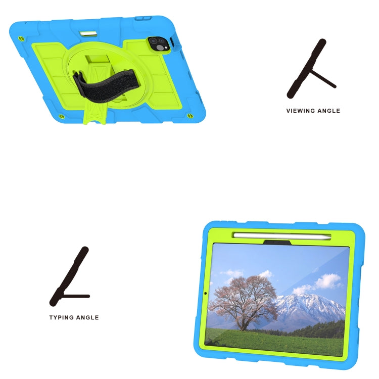 For iPad Air 11 2025 / 2024 Silicone Hybrid PC Shockproof Tablet Case with Shoulder Strap(Bluish-Green) - iPad Air 11 2025 / 2024 Cases by buy2fix | Online Shopping UK | buy2fix