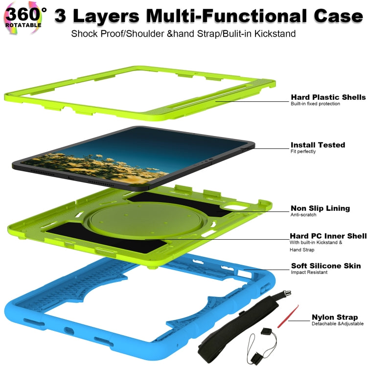For iPad Air 11 2025 / 2024 Silicone Hybrid PC Shockproof Tablet Case with Shoulder Strap(Bluish-Green) - iPad Air 11 2025 / 2024 Cases by buy2fix | Online Shopping UK | buy2fix
