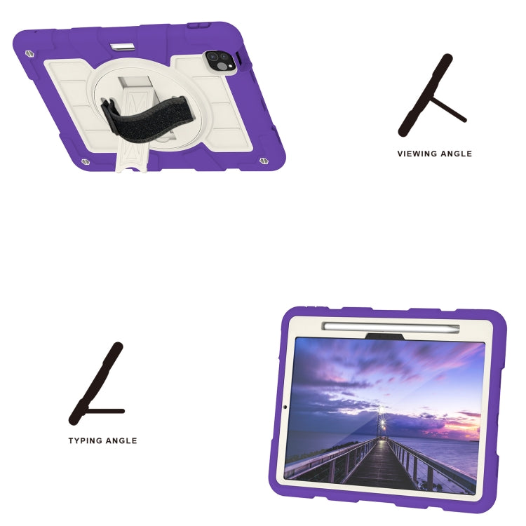 For iPad Pro 11 2024 Silicone Hybrid PC Shockproof Tablet Case with Shoulder Strap(Catharanthus Roseus) - iPad Pro 11 2024 Cases by buy2fix | Online Shopping UK | buy2fix