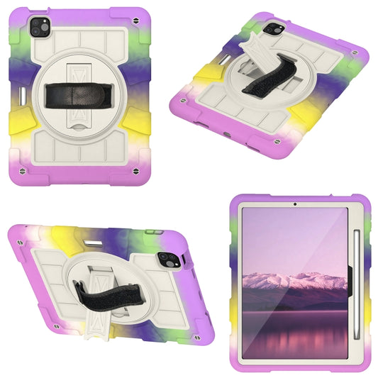For iPad Pro 11 2025 / 2024 Silicone Hybrid PC Shockproof Tablet Case with Shoulder Strap(Colorful Purple) by buy2fix