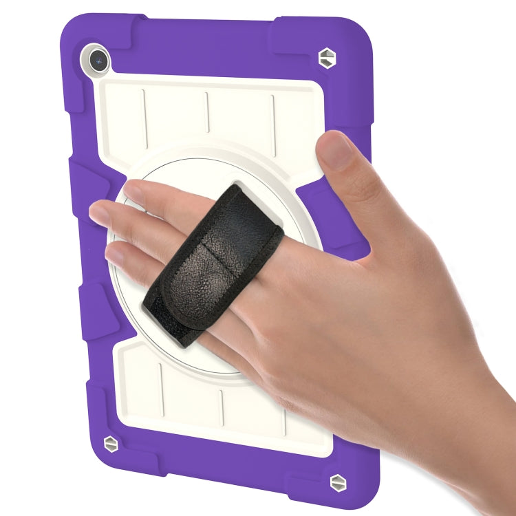 For Samsung Galaxy Tab A9+ Silicone Hybrid PC Shockproof Tablet Case with Shoulder Strap(Catharanthus Roseus) - Galaxy Tab A9+ by buy2fix | Online Shopping UK | buy2fix