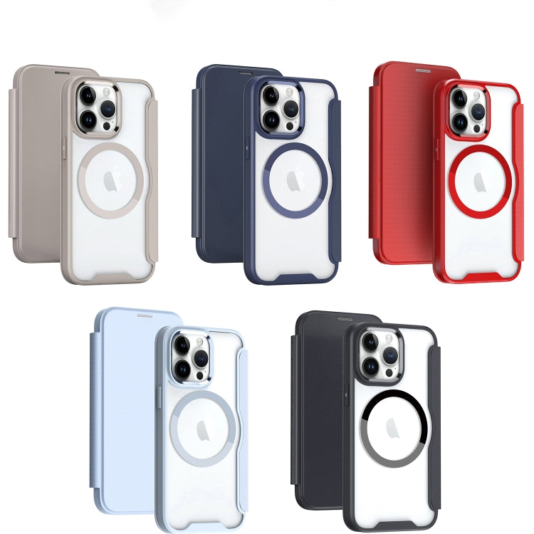 For iPhone 13 Pro RFID Blocking Adsorption Flip MagSafe Leather Phone Case(Blue) - iPhone 13 Pro Cases by buy2fix | Online Shopping UK | buy2fix
