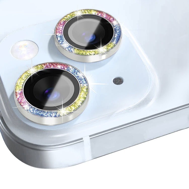 For iPhone 15 / 15 Plus NORTHJO Camera Lens Protector Tempered Glass Bling Glitter Metal Ring Film(Colorful) - iPhone 15 Tempered Glass by NORTHJO | Online Shopping UK | buy2fix