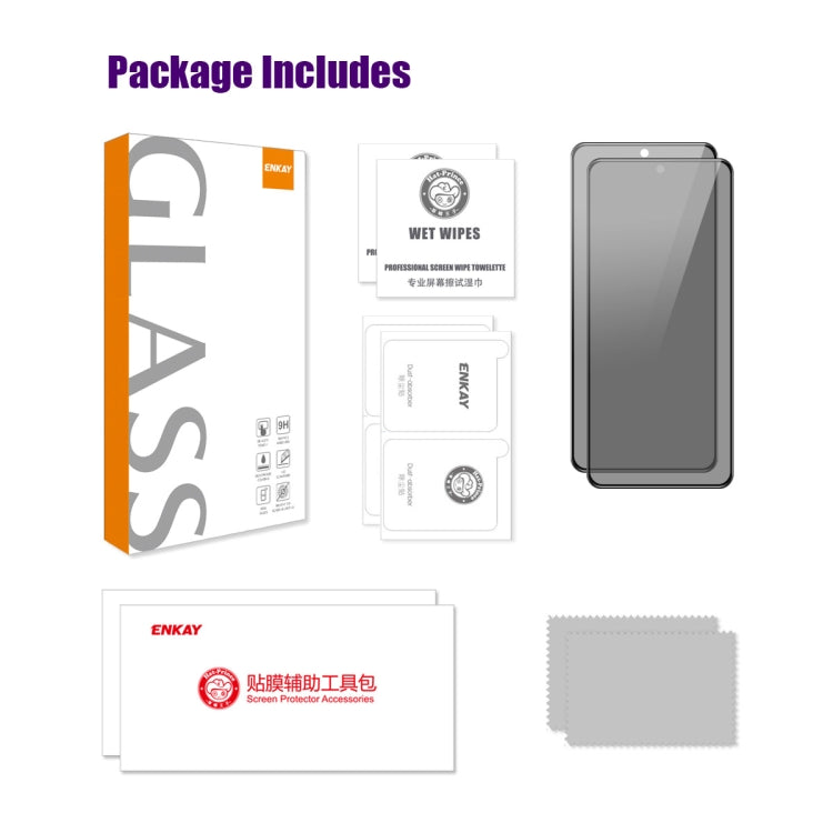 For Xiaomi Redmi 13 2pcs ENKAY Hat-Prince 28 Degree Anti-peeping Privacy Silk Screen Tempered Glass Film - by ENKAY | Online Shopping UK | buy2fix