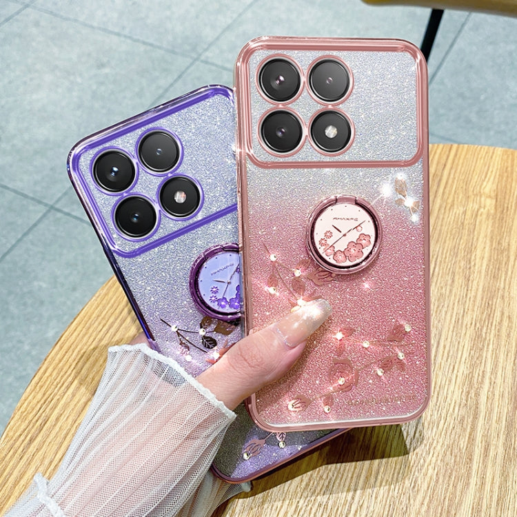 For Xiaomi Redmi K70 Gradient Glitter Immortal Flower Ring All-inclusive Phone Case(Purple) - Xiaomi Cases by buy2fix | Online Shopping UK | buy2fix