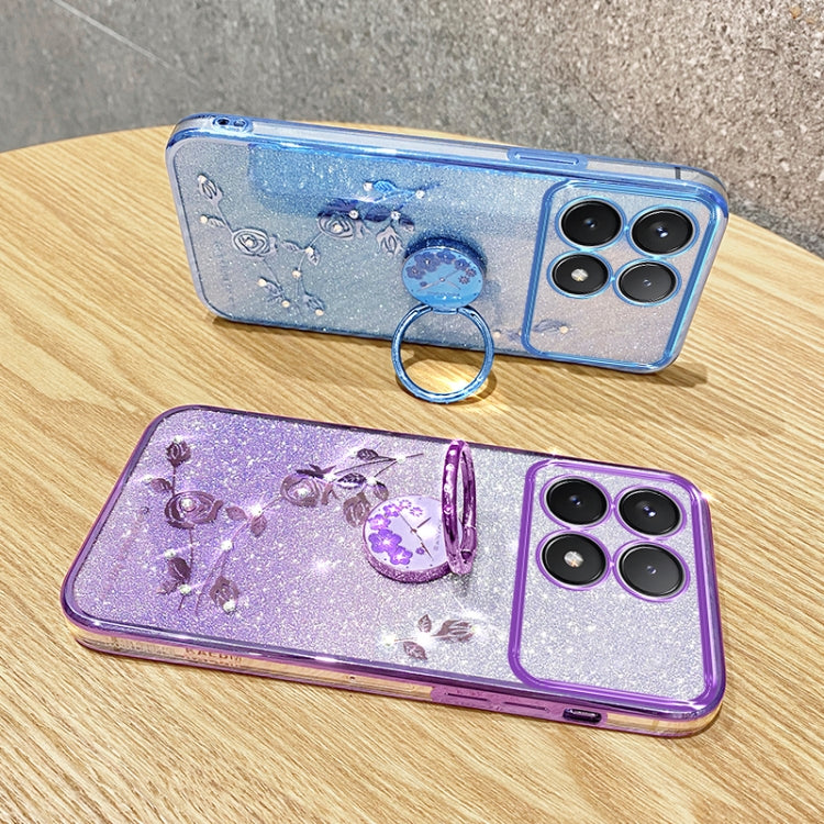 For Xiaomi Redmi K70 Gradient Glitter Immortal Flower Ring All-inclusive Phone Case(Purple) - Xiaomi Cases by buy2fix | Online Shopping UK | buy2fix