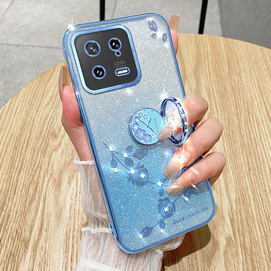 For Xiaomi 13 Gradient Glitter Immortal Flower Ring All-inclusive Phone Case(Pink) by buy2fix