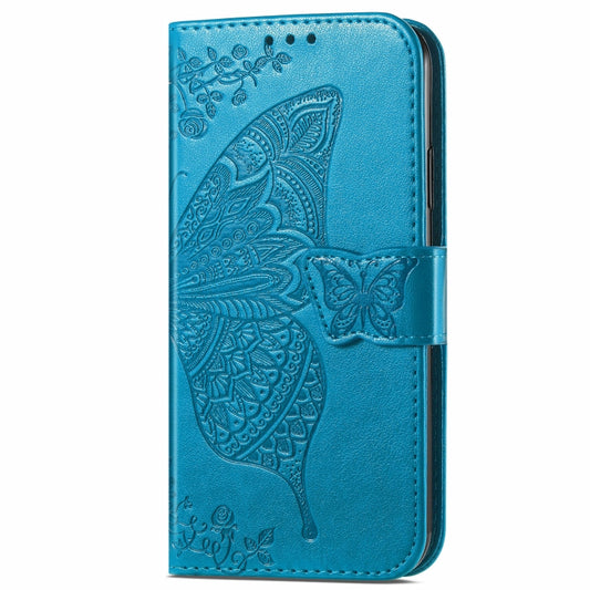 For Blackview A96 Butterfly Love Flower Embossed Leather Phone Case(Blue) by buy2fix