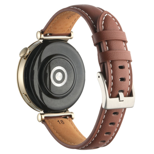 For Huawei Watch GT4 41mm 18mm Thread Pin Buckle Leather Watch Band(Dark Brown) by buy2fix