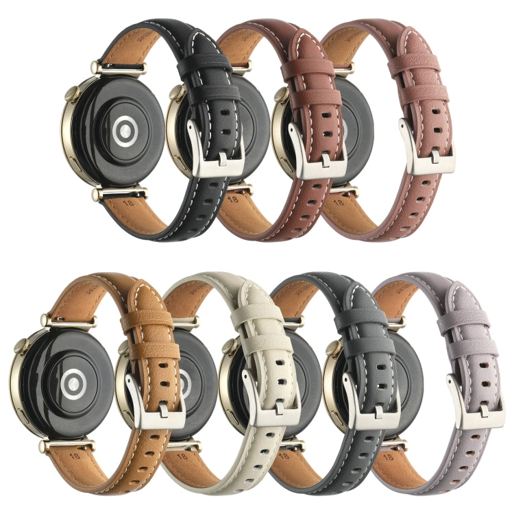 For Huawei Watch GT4 41mm 18mm Thread Pin Buckle Leather Watch Band(Purple) by buy2fix