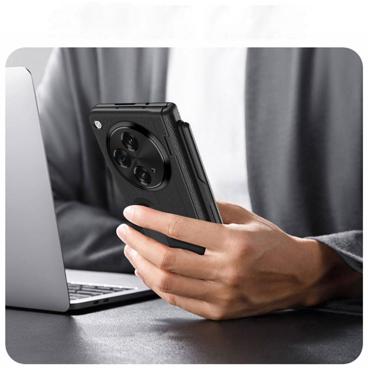 For OPPO Find N3 Integrated Film Plain Leather Phone Case with Pen(Black) by buy2fix