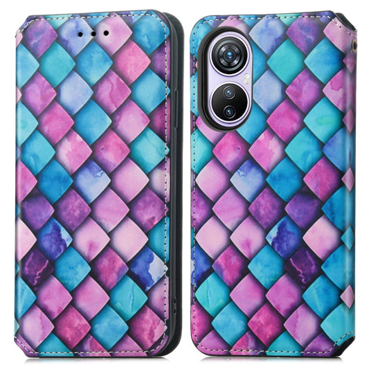 For Blackview A200 Pro CaseNeo Colorful Magnetic Leather Phone Case(Purple Scales) by buy2fix