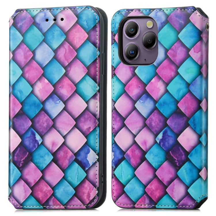 For Blackview A96 CaseNeo Colorful Magnetic Leather Phone Case(Purple Scales) - More Brand by buy2fix | Online Shopping UK | buy2fix